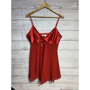 Victoria's Secret Medium Red Satin Sheer Babydoll Nightie